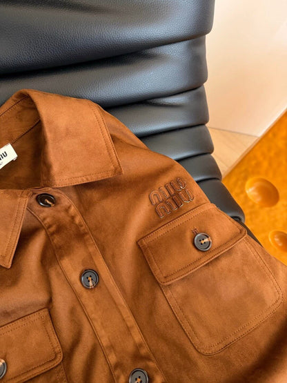 brown suede belted jacket by Miu Miu - Styledbyblazz