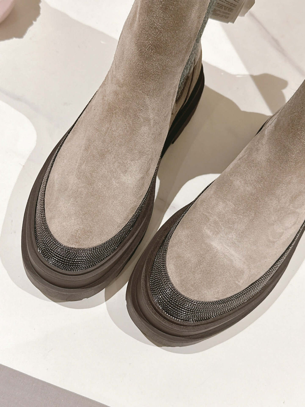 Brunello Cucinelli Monili-Embellished Suede Chelsea Boots - Styledbyblazz