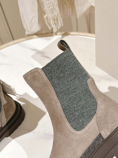 Brunello Cucinelli Monili-Embellished Suede Chelsea Boots - Styledbyblazz