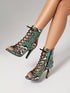 colorful snakeskin print lace-up stiletto - Styledbyblazz