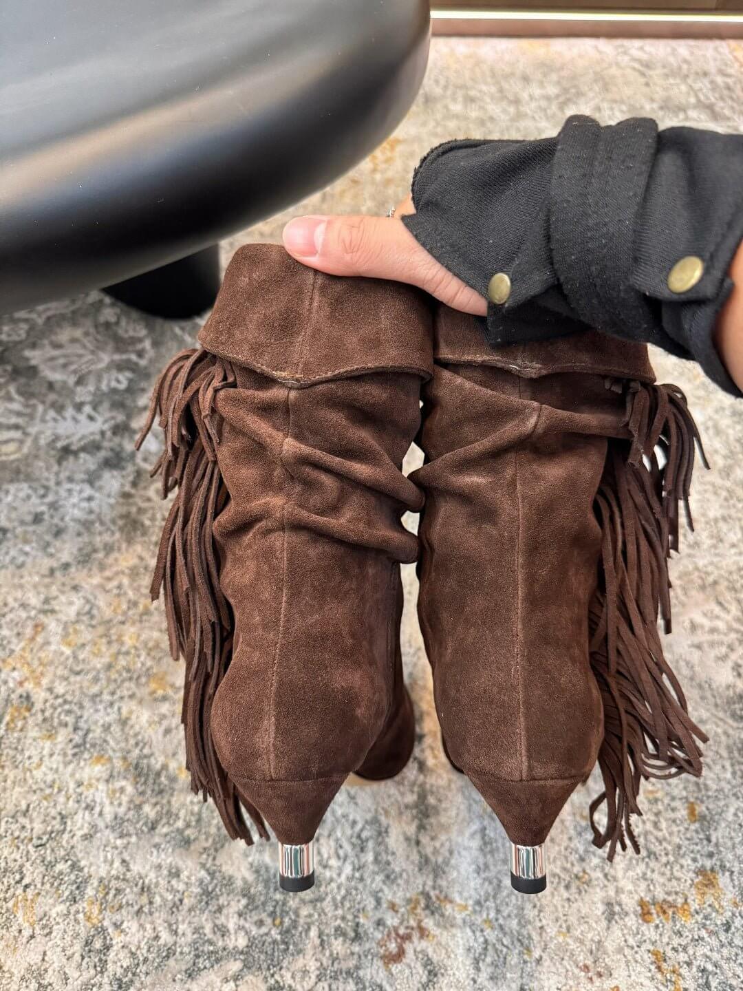dark brown suede booties by Isabel Marant - Styledbyblazz
