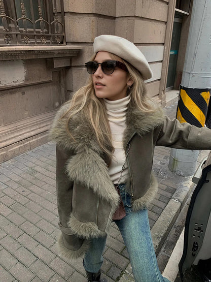 Faux Fur Patchwork Women Thicken Jacket - Styledbyblazz