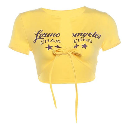 Hottie Letter Print t-Shirts Women v-Neck - Styledbyblazz