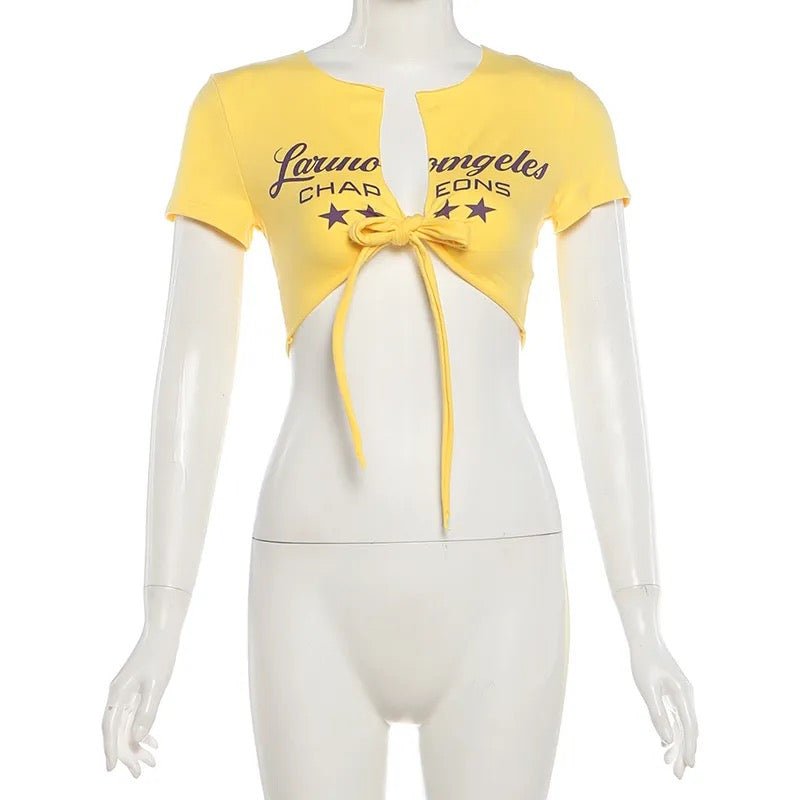 Hottie Letter Print t-Shirts Women v-Neck - Styledbyblazz