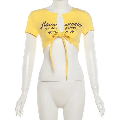 Hottie Letter Print t-Shirts Women v-Neck - Styledbyblazz