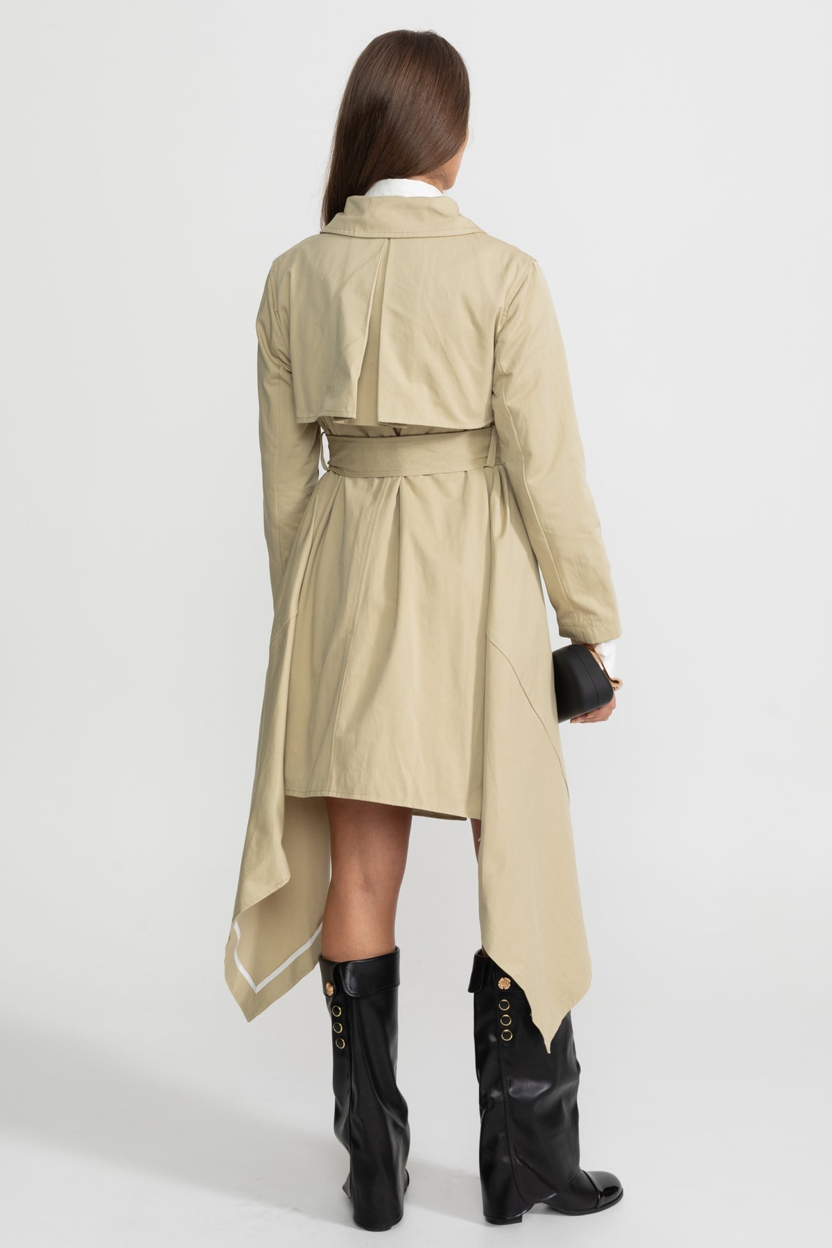 LONG TRENCH COAT WITH TIE BELT - Styledbyblazz