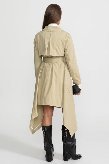 LONG TRENCH COAT WITH TIE BELT - Styledbyblazz