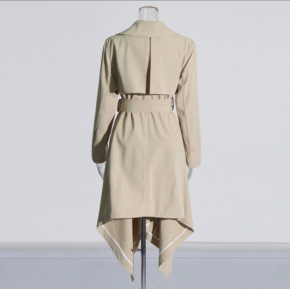 LONG TRENCH COAT WITH TIE BELT - Styledbyblazz