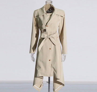 LONG TRENCH COAT WITH TIE BELT - Styledbyblazz