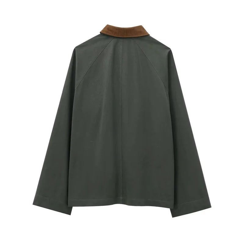 Loose Contrast Color Lapel Long-sleeved Jacket - Styledbyblazz