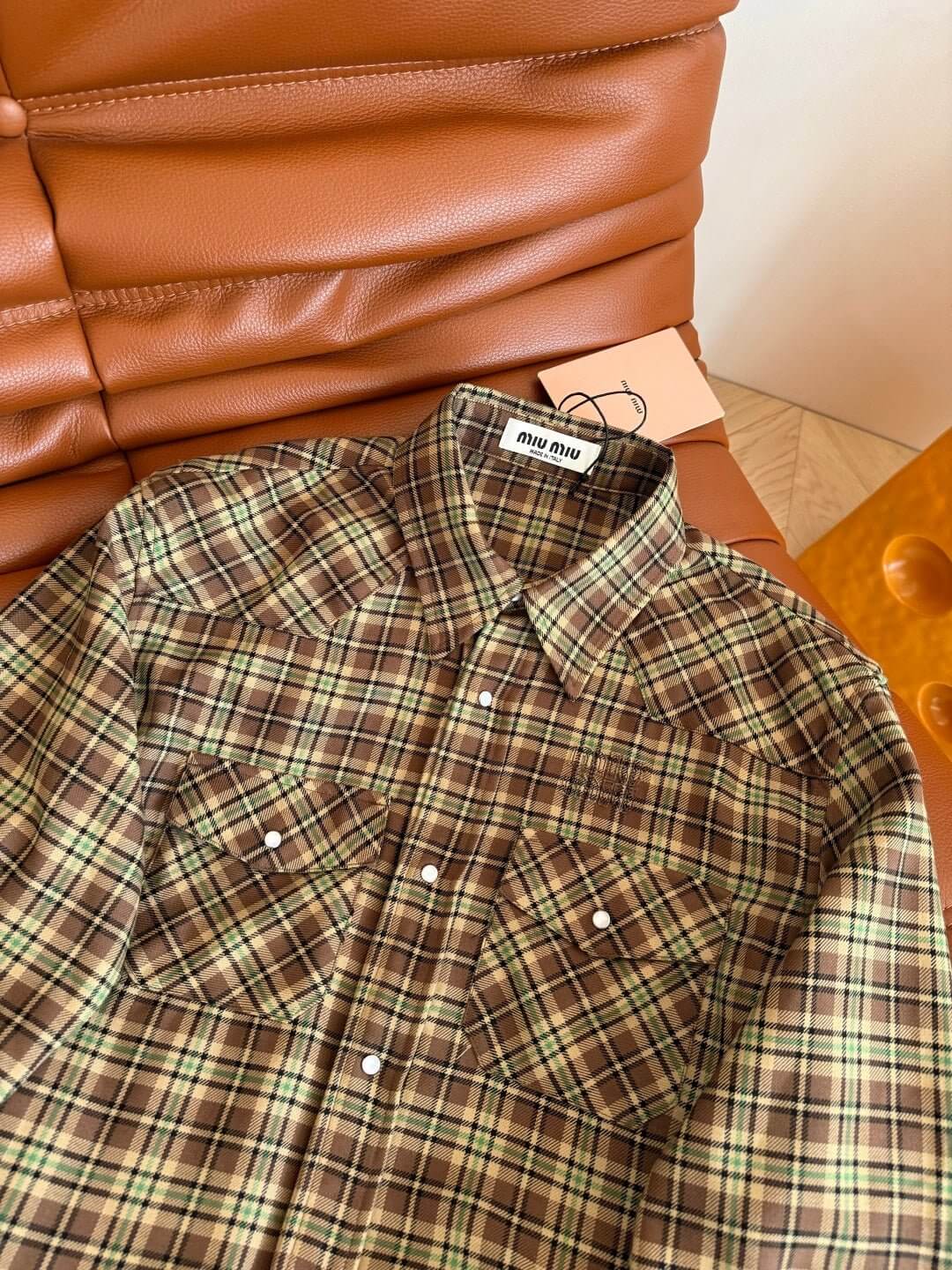 Pre-owned Miu miu brown plaid two-piece virgin wool set - Styledbyblazz