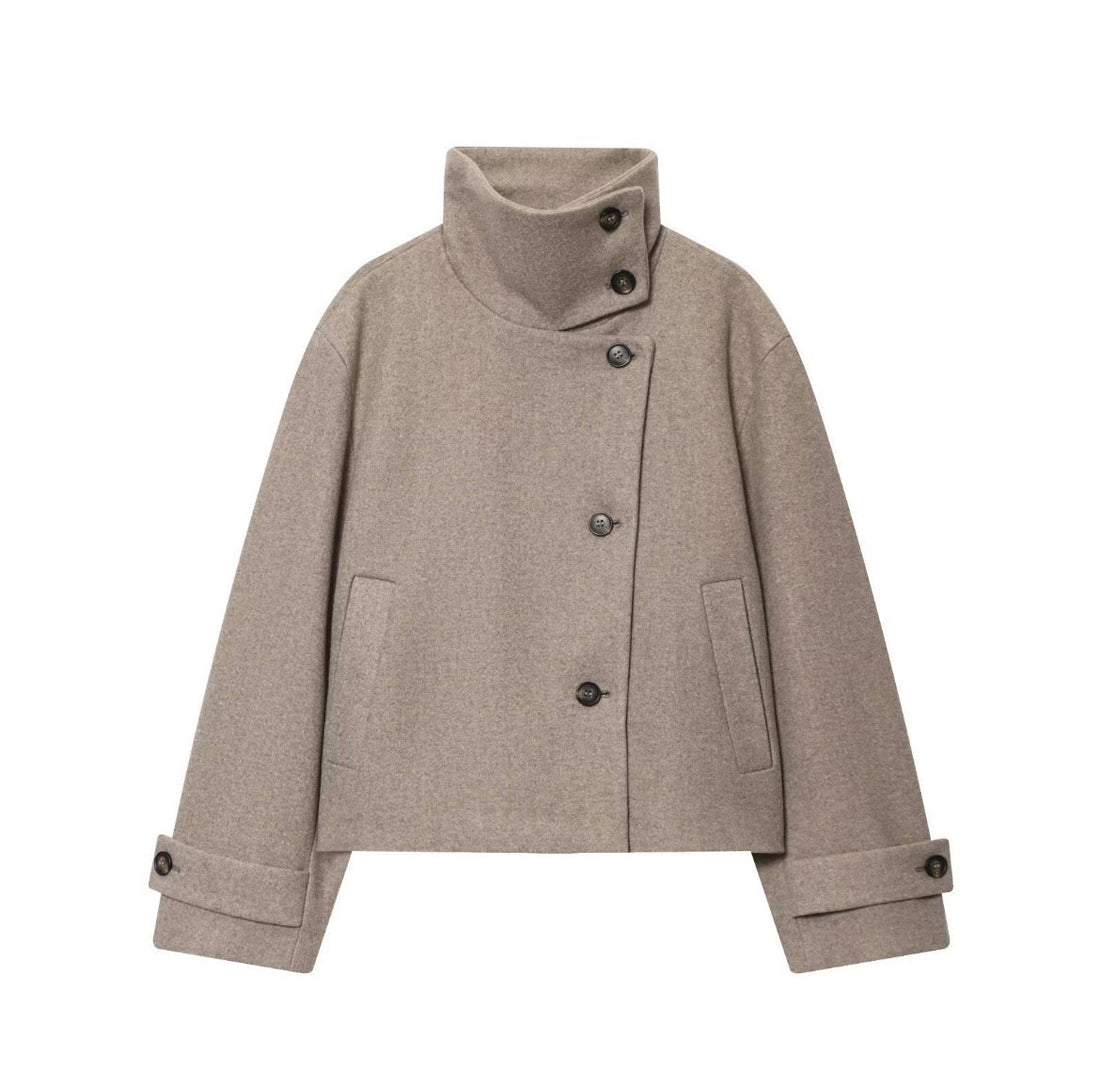 Ramona pea coat Jacket with Stand Collar - Styledbyblazz
