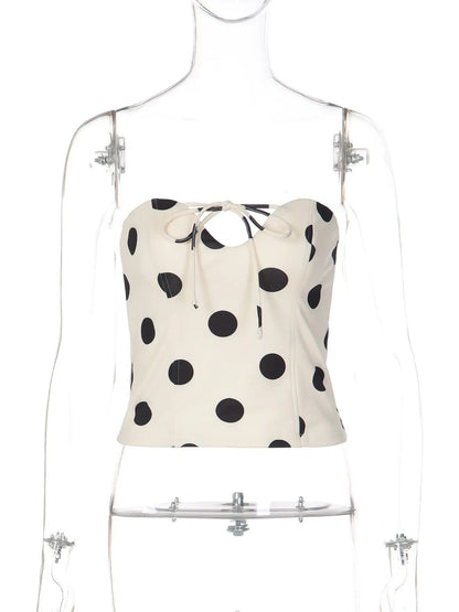 Sexy Polka Dot Strapless Tanks Tops - Styledbyblazz