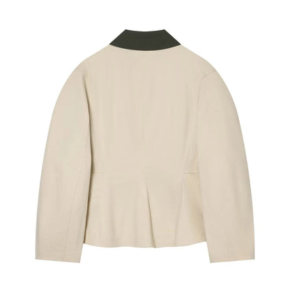 Versatile Color Block Collar Jacket Coat - Styledbyblazz