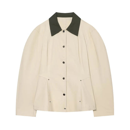 Versatile Color Block Collar Jacket Coat - Styledbyblazz
