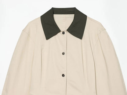 Versatile Color Block Collar Jacket Coat - Styledbyblazz