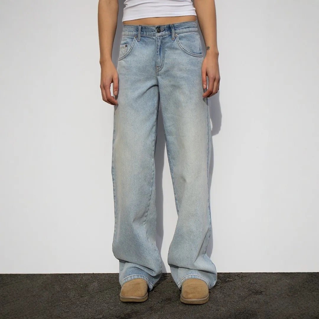 Washed High Waist Wide Leg Denim Jeans - Styledbyblazz