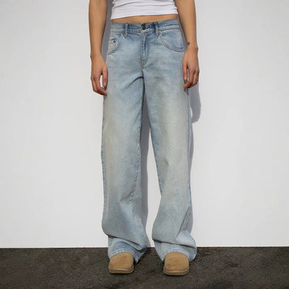 Washed High Waist Wide Leg Denim Jeans - Styledbyblazz