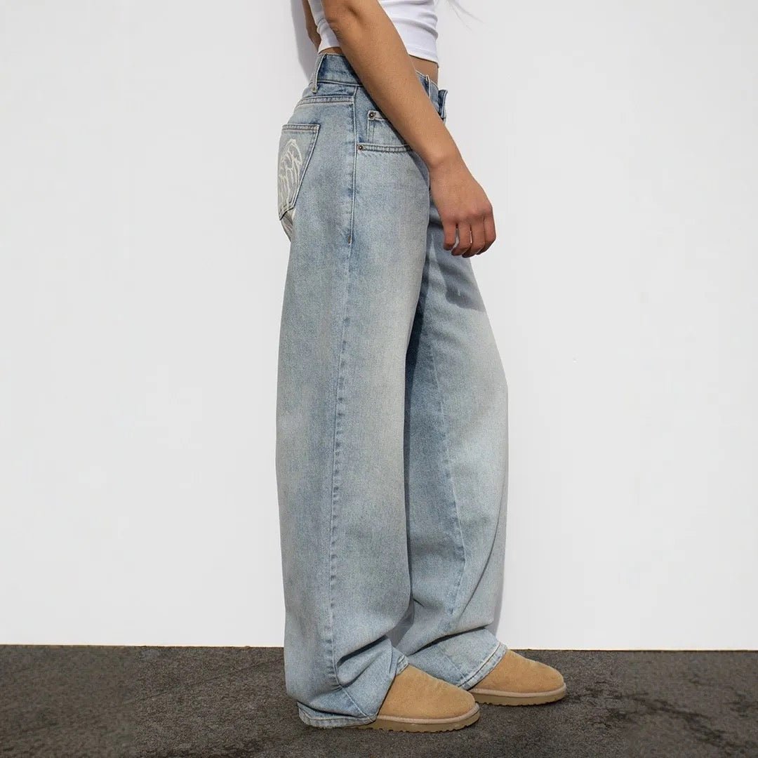 Washed High Waist Wide Leg Denim Jeans - Styledbyblazz